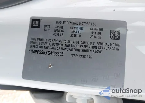 2016 Buick Verano z USA, uszkodzony, nr VIN 1G4PP5SKXG4138505